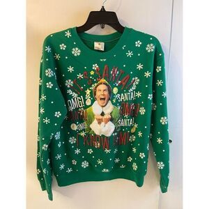 Elf‎ sweatshirt green medium 7/9 “I know Santa”